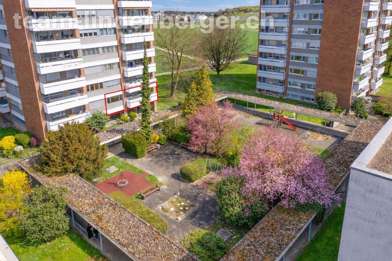 Luftaufnahme Wohnung markiert