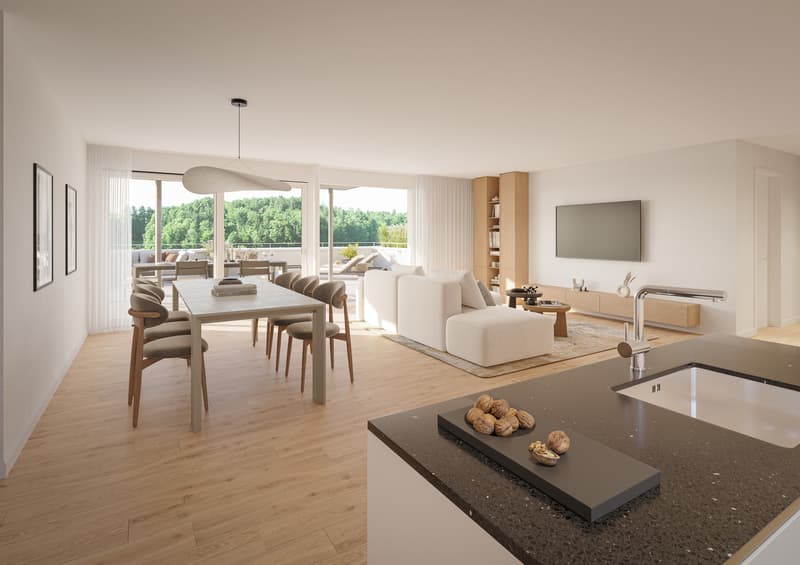 Wohnzimmer Terrassenwohnung 3.2