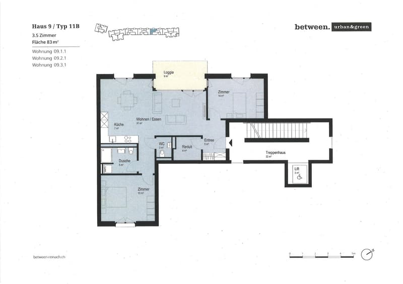 Appartamento 3,5 locali moderno (1° piano) con loggia, ascensore + torre di lavaggio privata (9)