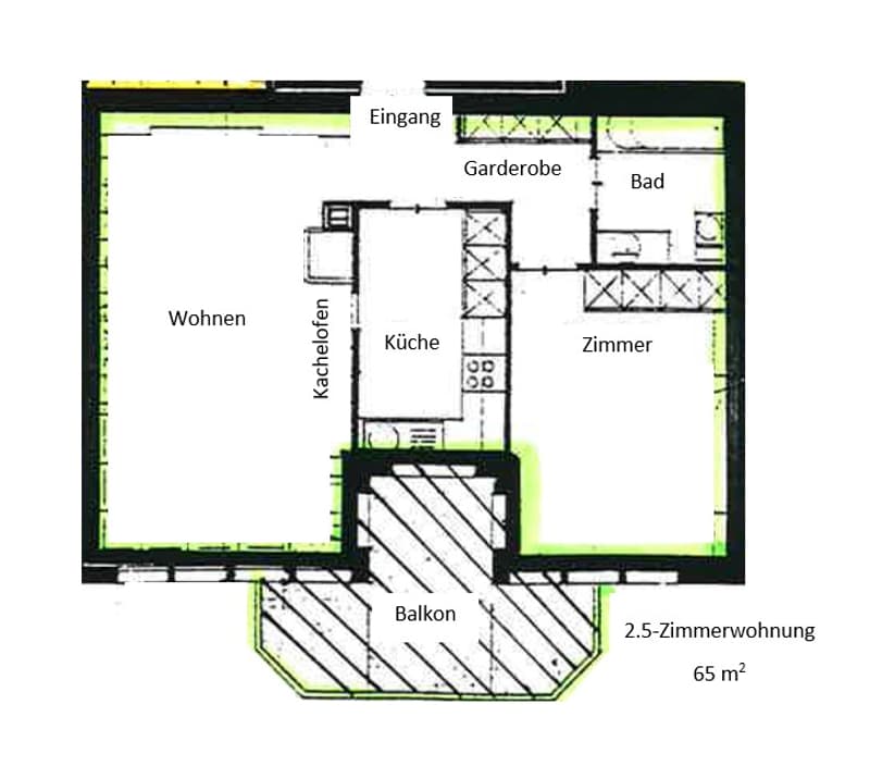 Appartement avec tour de buanderie privée et poêle en faïence (8)