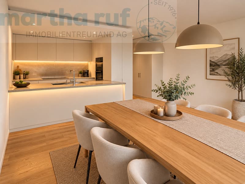 Küche/Essbereich - Visualisierung nach möglicher Renovation (KI-generiert)