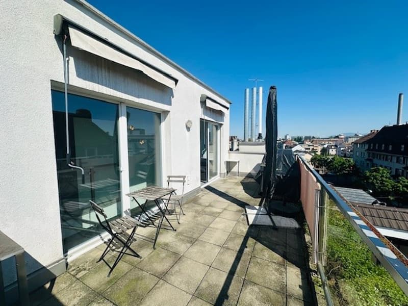 Modern 1-room attic apartment with balcony and view in Basel (1)
