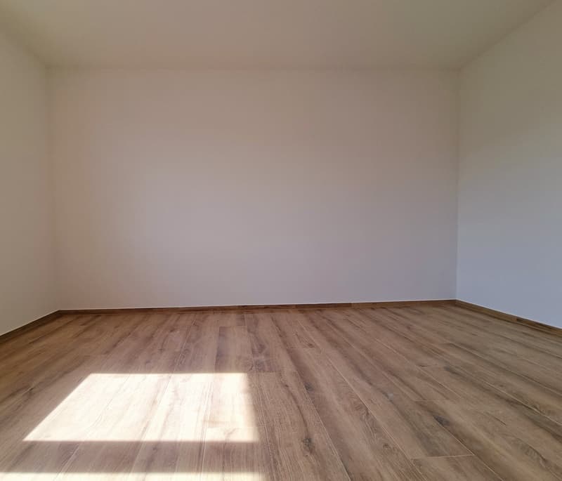 empty room, wooden floor, white walls, sunlight