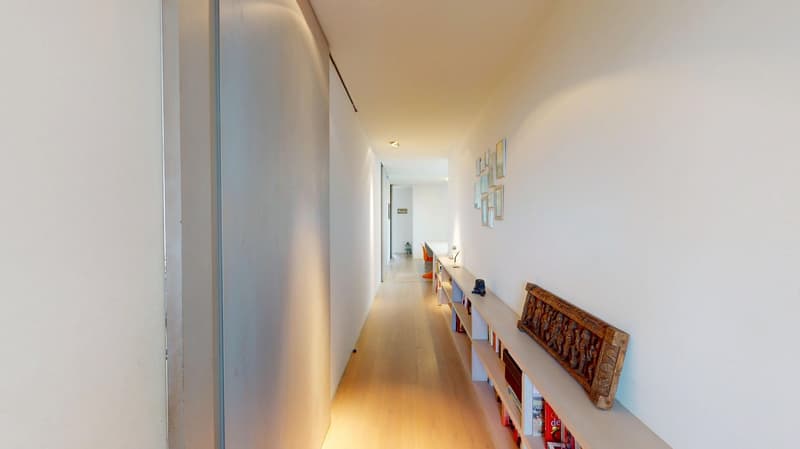 Lichtdurchlässige Räume in offener Architektur - grosszügiger Innenhof mit Pool in Binningen (11)