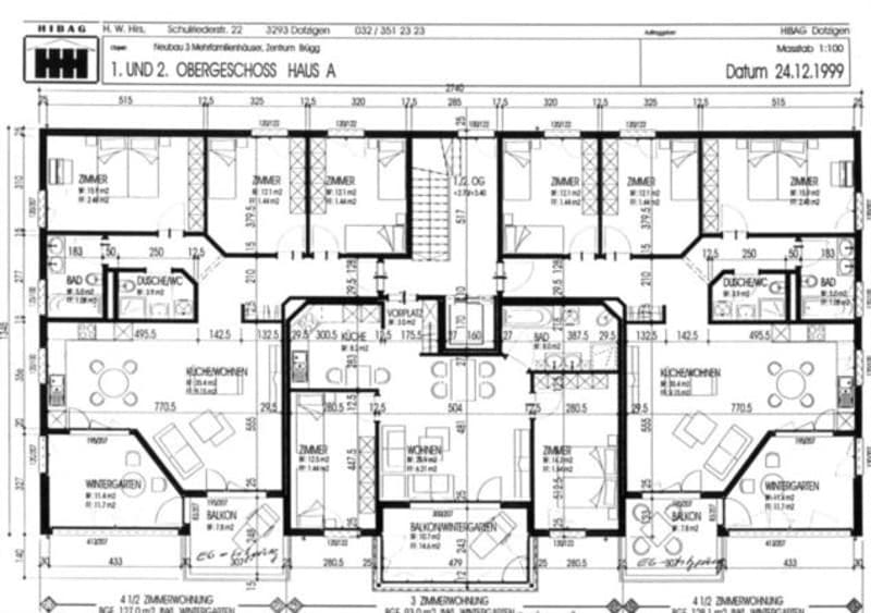 Grundrissplan (Wohnung in der Mitte)