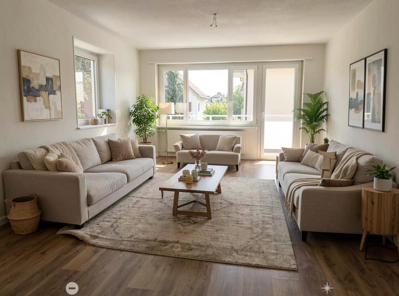 Wohnzimmer (Möblierungsvorschlag) / Salon (proposition d'aménagement)