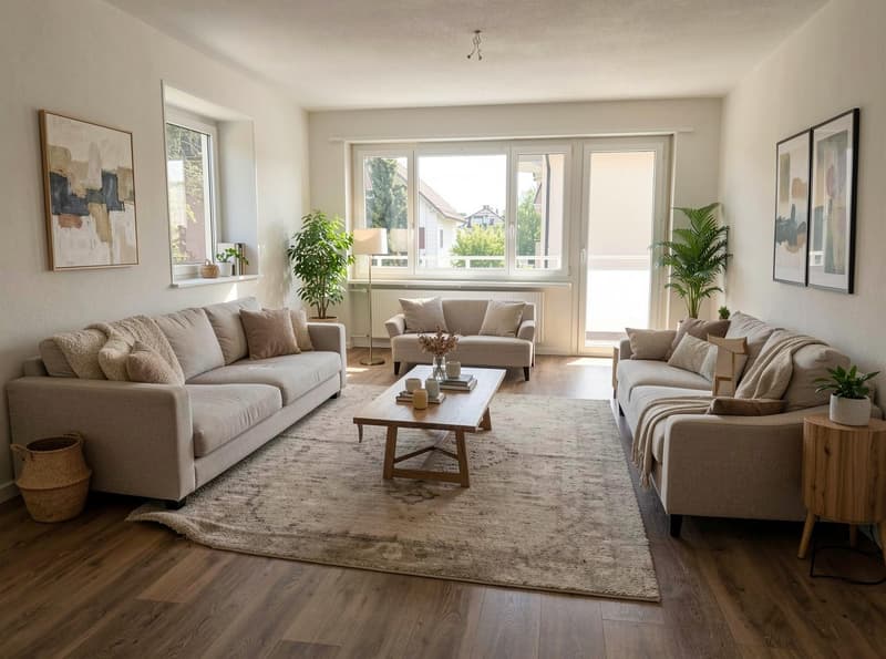 Wohnzimmer (Möblierungsvorschlag) / Salon (proposition d'aménagement)