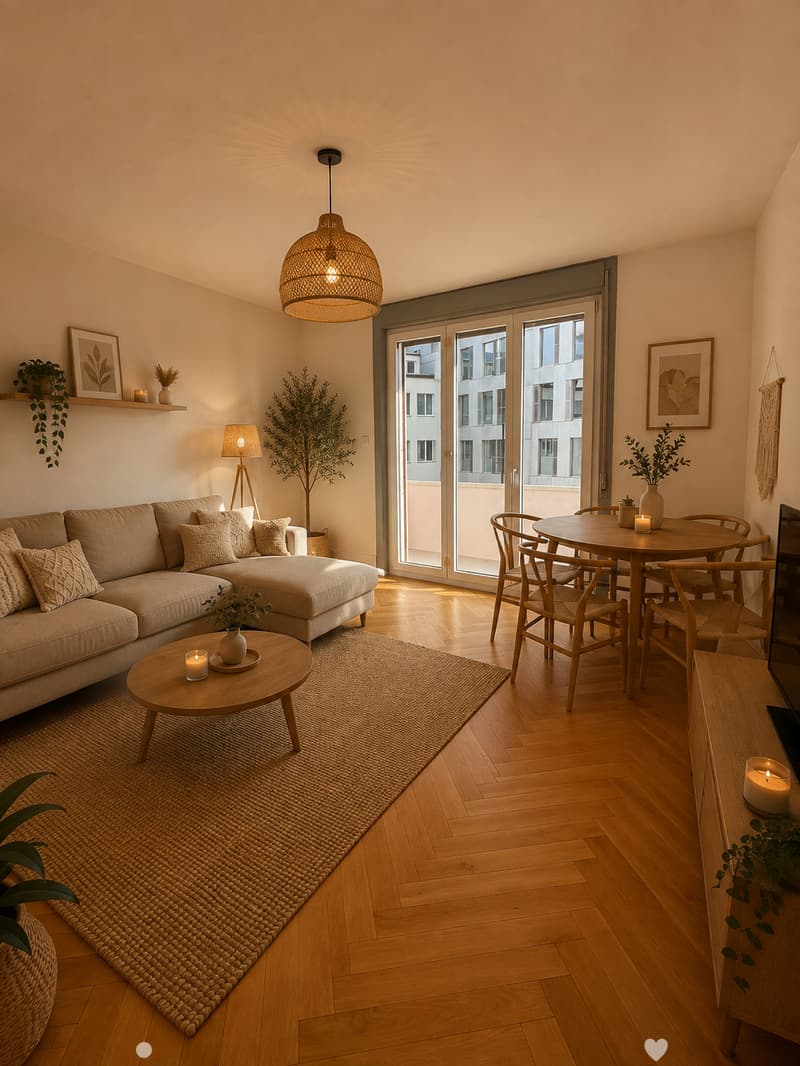 Wohnzimmer (Möblierungsvorschlag) / Salon (proposition d'aménagement)