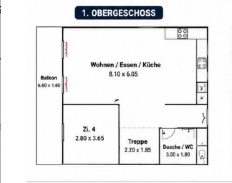 Appartement rénové de 5,5 pièces au 1er étage d'une maison de 2 familles bien entretenue avec balcon, parking et usage de jardin (22)