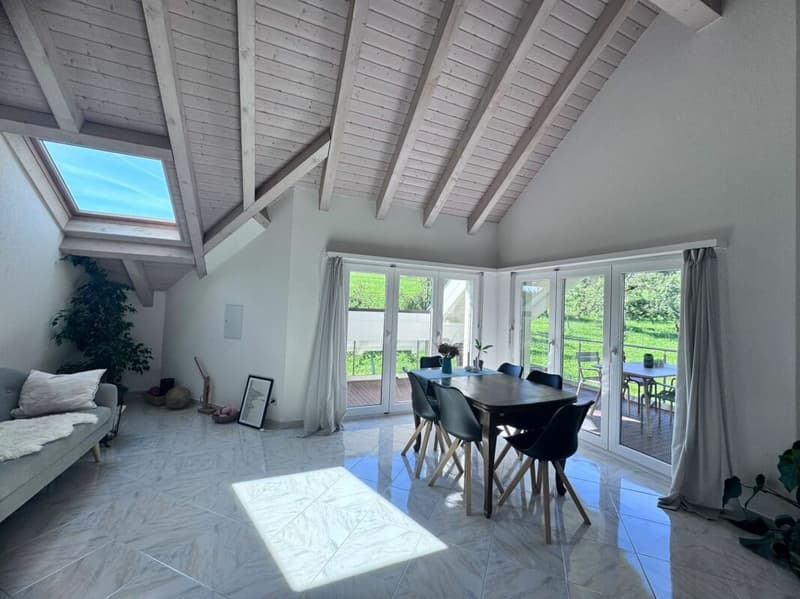 4.5-Dachwohnung, 2 Terrassen, ca. 32 m² Aussenfläche, schöner Aussicht und garagenbox (8)