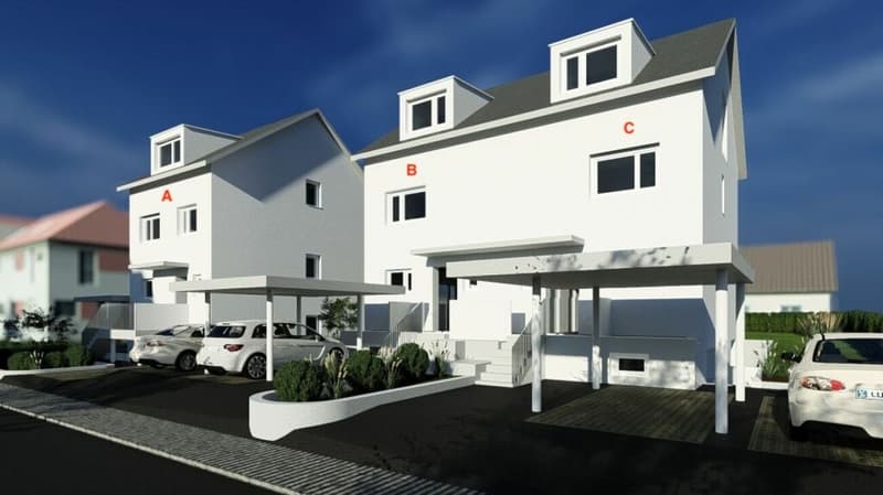 155 m2 Grosses Neubau-DEFH (Haus C), 6.5 DEFH, 3 Nasszellen, Garten, Sitzplatz, Carport & PP (2)