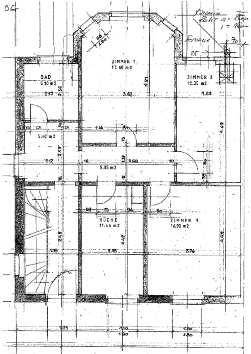 Grundrissplan EG, 1. OG und 2. OG (identisch)