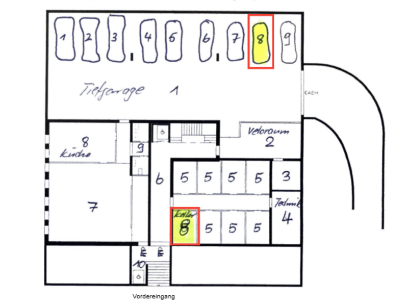 UG Autoeinstellplatz und Keller