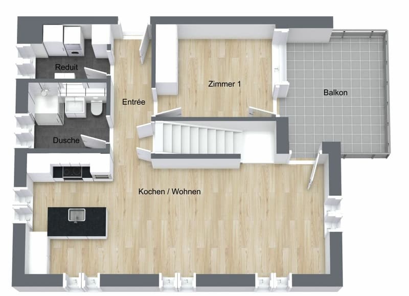 Appartamento-mansarda elegante e di alta qualità con grande galleria, balcone e ambiente di vita tranquillo (13)