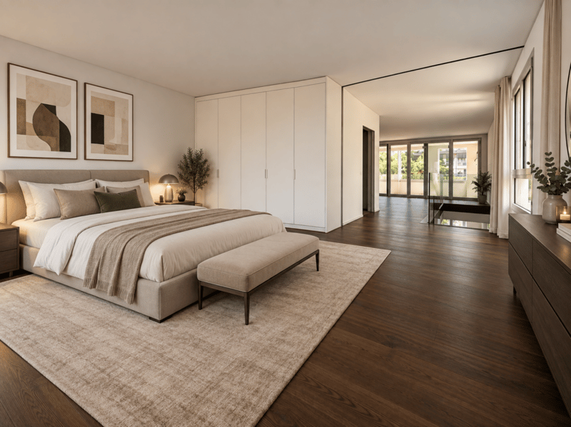 Schlafzimmer 26m2 mit Einbauschrank