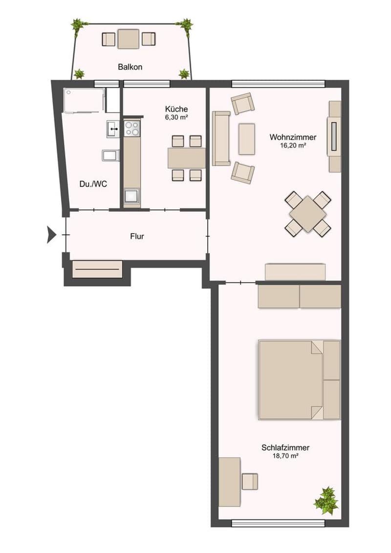 Bright 2-room apartment with quiet, sunny balcony overlooking the green (9)