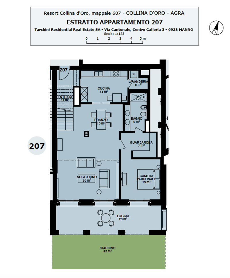 Entrance, Kitchen, dining room, living room, 2 bedrooms, bathroom, storage, balcony, garden