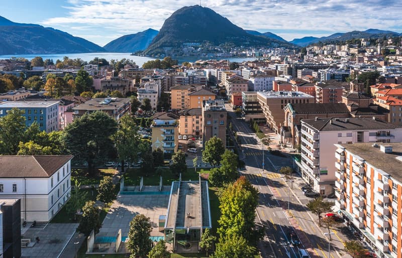 cityscape, buildings, mountains, waterfront, greenery
