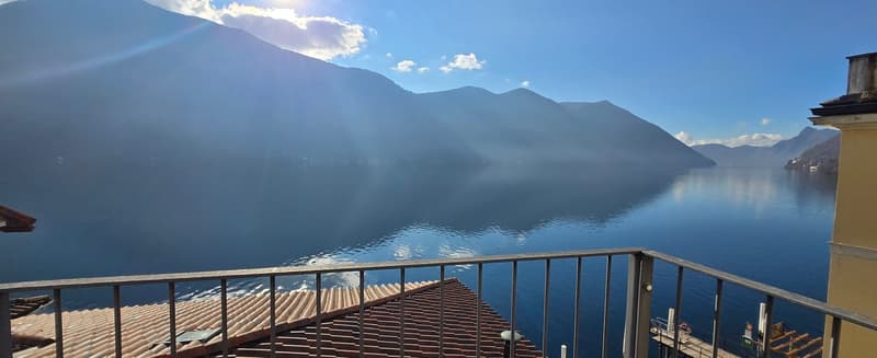 overlooking the mountains and water