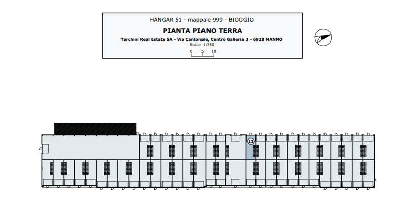 Ground floor layout with multiple units, each with a balcony, central corridor, and common areas