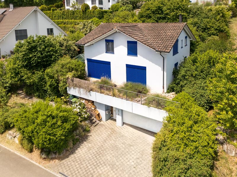 Aussenansicht mit Vorplatz und Doppelgarage