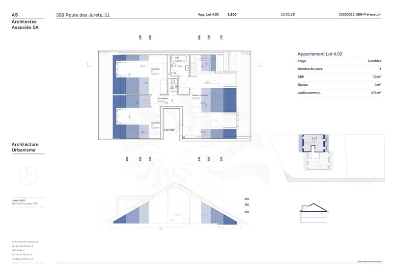 4P apartment on the 2nd floor in the promotion 11, Route des Jurêts in Choulex (11)