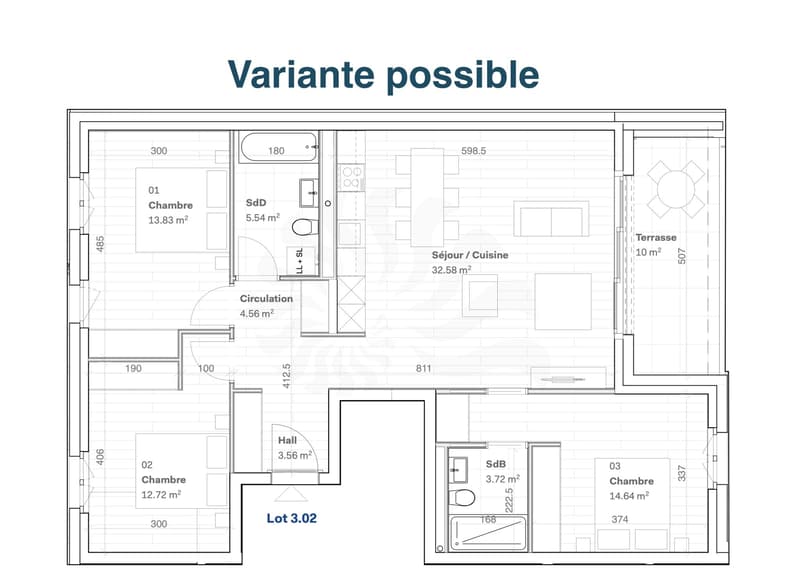 Apartment 5P on the 1st floor, 11, route des Jurêts in Choulex (10)