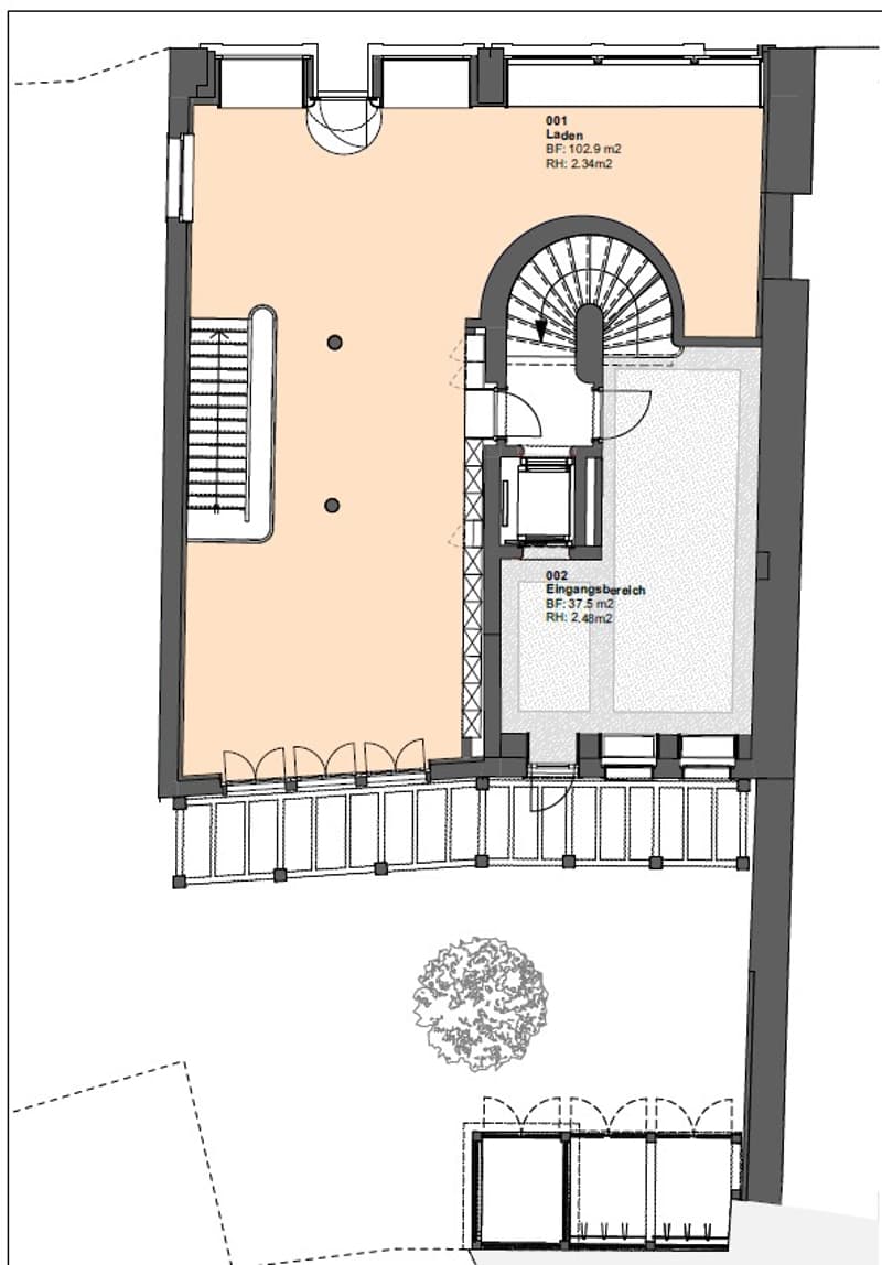 Open-plan kitchen and living room, raised ground floor, bathroom, utility room, bedroom, terrace, garden
