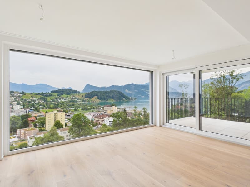 Appartement en propriété de 4,5 pièces avec vue sur le lac, la ville et les montagnes ! (1)