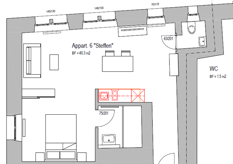 kitchen, living room, 2 bedrooms, 2 bathrooms, balcony, storage