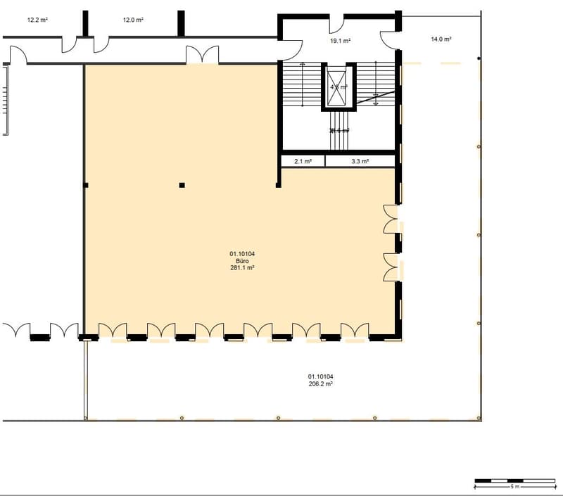 Commercial space in raw construction in the Schaffhausen football stadium (7)