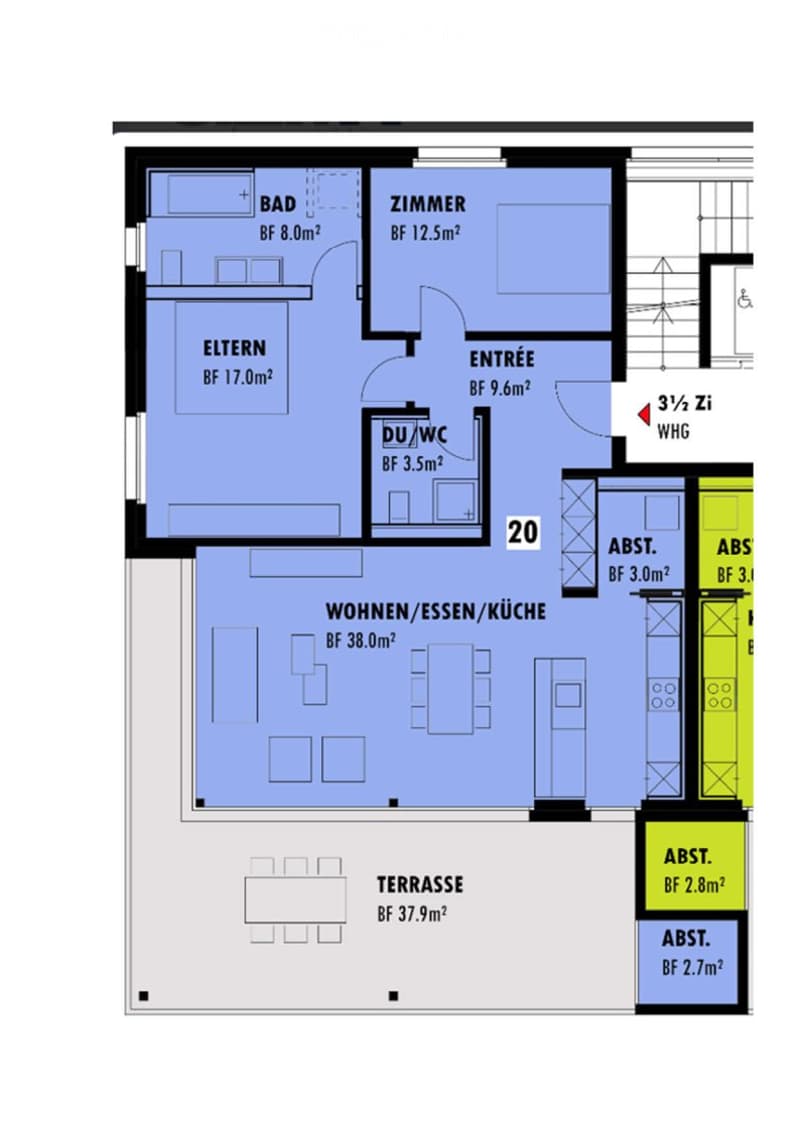 3,5 pièces, 104 m2, appartement au rez-de-chaussée (2)