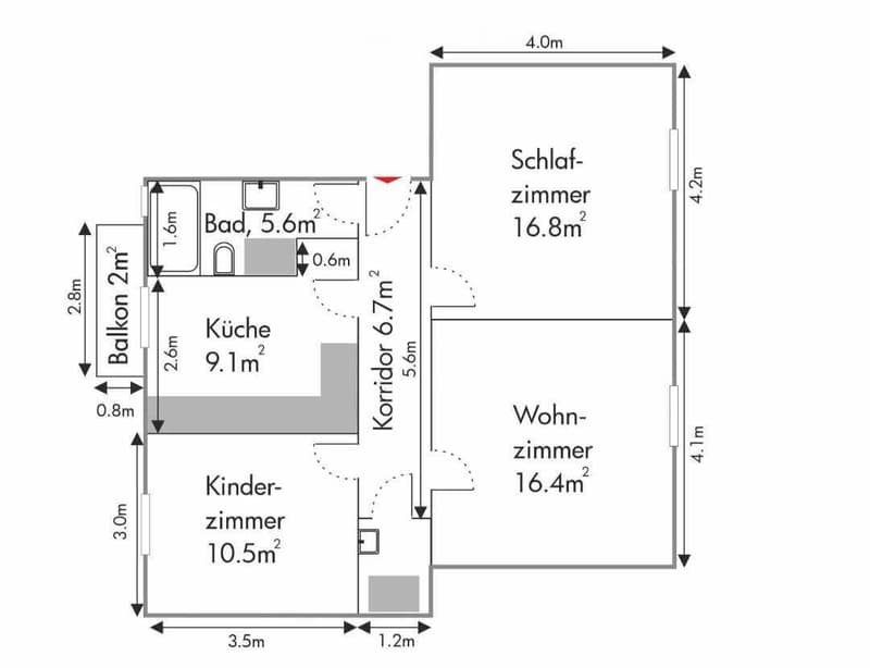 Appartement 3 pièces avec balcon et tour de buanderie dans un emplacement central (5)