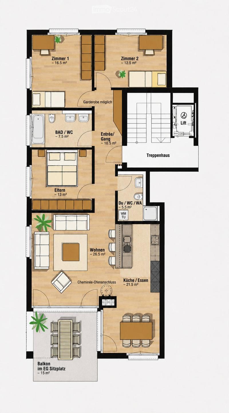 Appartement ensoleillé de 4,5 pièces avec une belle vue et 2 places de parking souterrain (5)