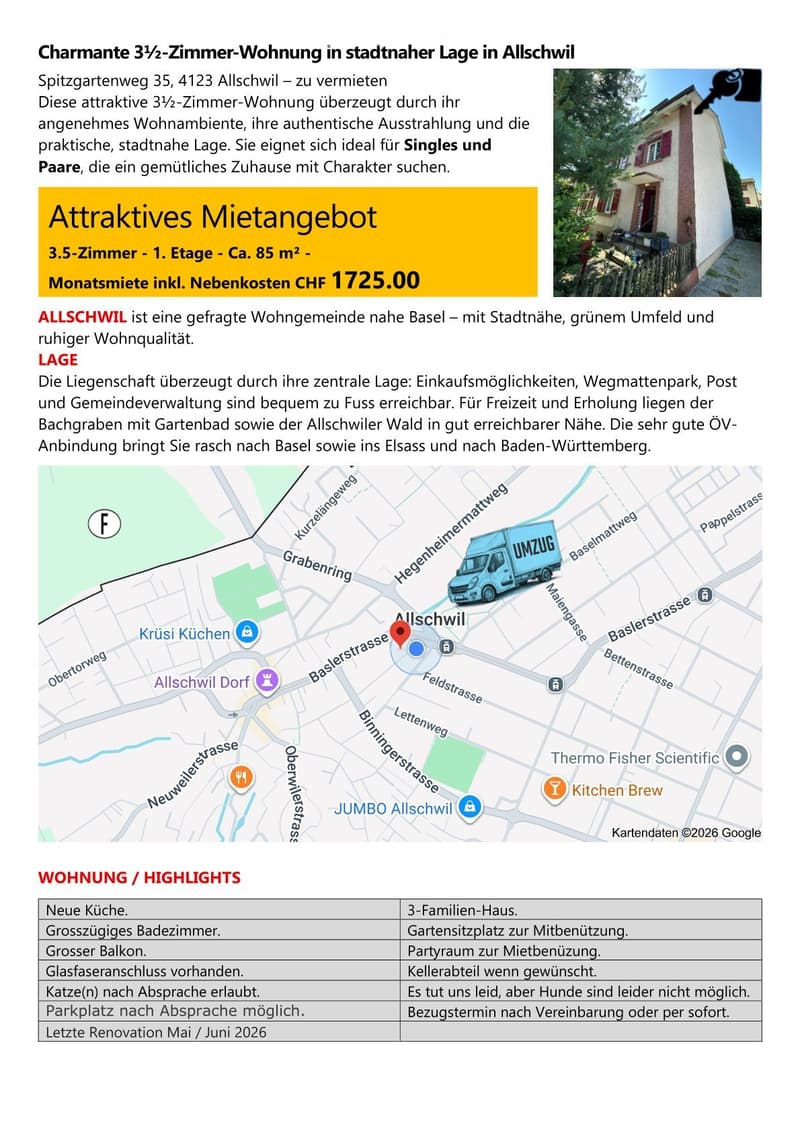 Incantevole appartamento 3 1/5 locali ad Allschwil (1)