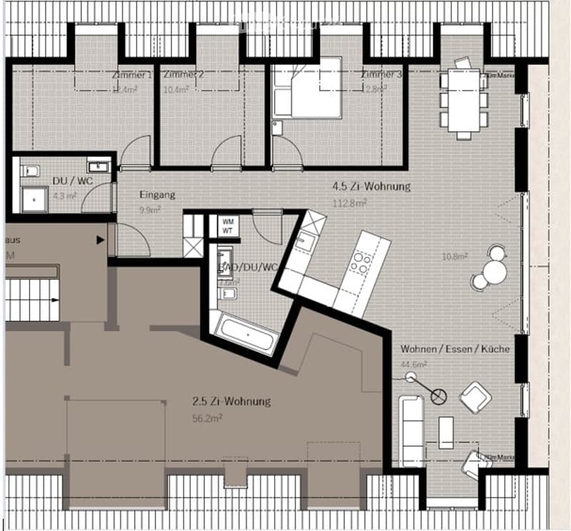 Moderne 4.5-Zimmer-Wohnung im 1. Dachgeschoss (2)