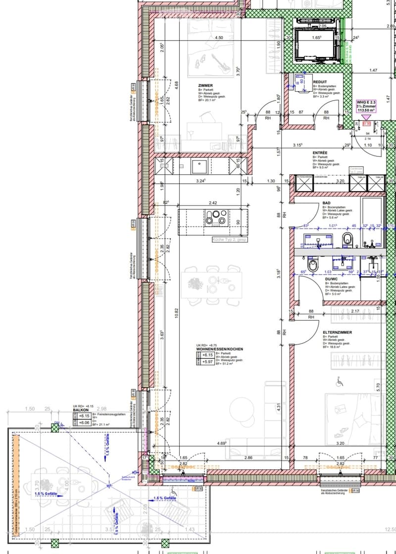 Grand appartement 3.5 pièces 113 m2 / balcon 21 m2 (5)