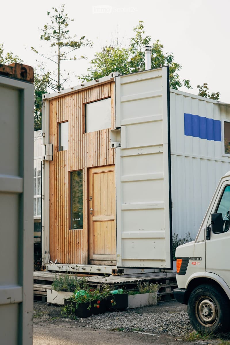 Tiny house made from a two-story shipping container (1)