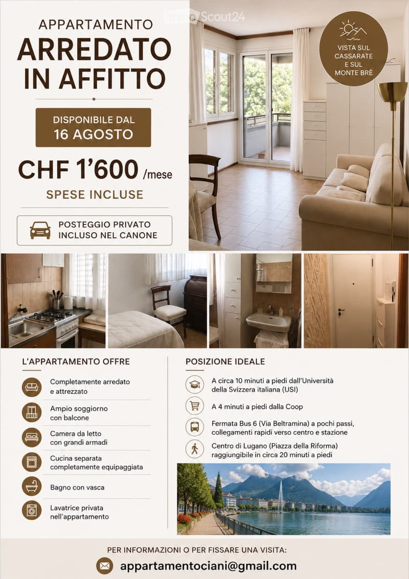 Molino Nuovo, furnished two-room apartment with parking and washing machine (2)