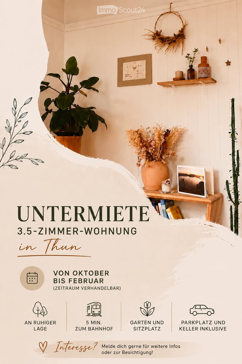 Cozy 3.5-room apartment for sublet in Thun (1)