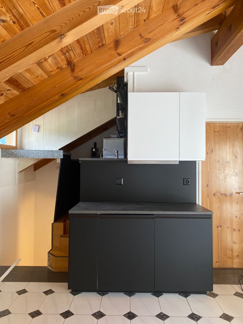 Möblierte Dachwohnung mit sonnigem Balkon und Sichtbalken (5)