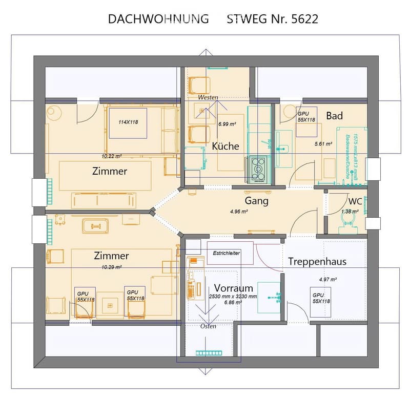 möbilierte 2 1/2 Zimmer Dachwohnung (1)