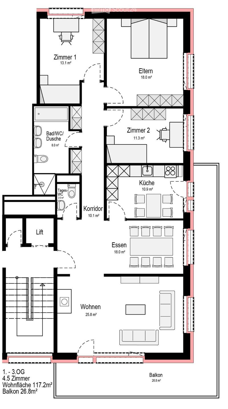 Grosse 4.5-Zimmer-Wohnung (1. OG) (5)