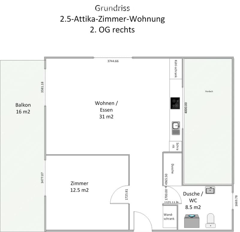Moderne 2.5-Attikawohnung mit grossem Balkon (5)