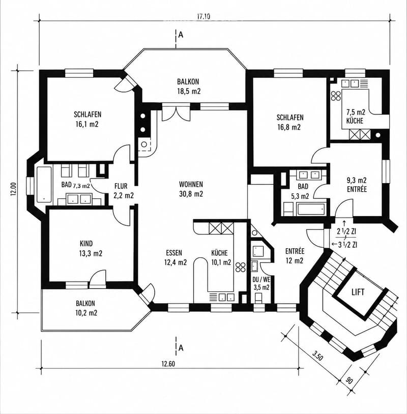 3½-Zimmer-Wohnung in Altnau am Bodensee: 108 m², 2 Balkone, (4)