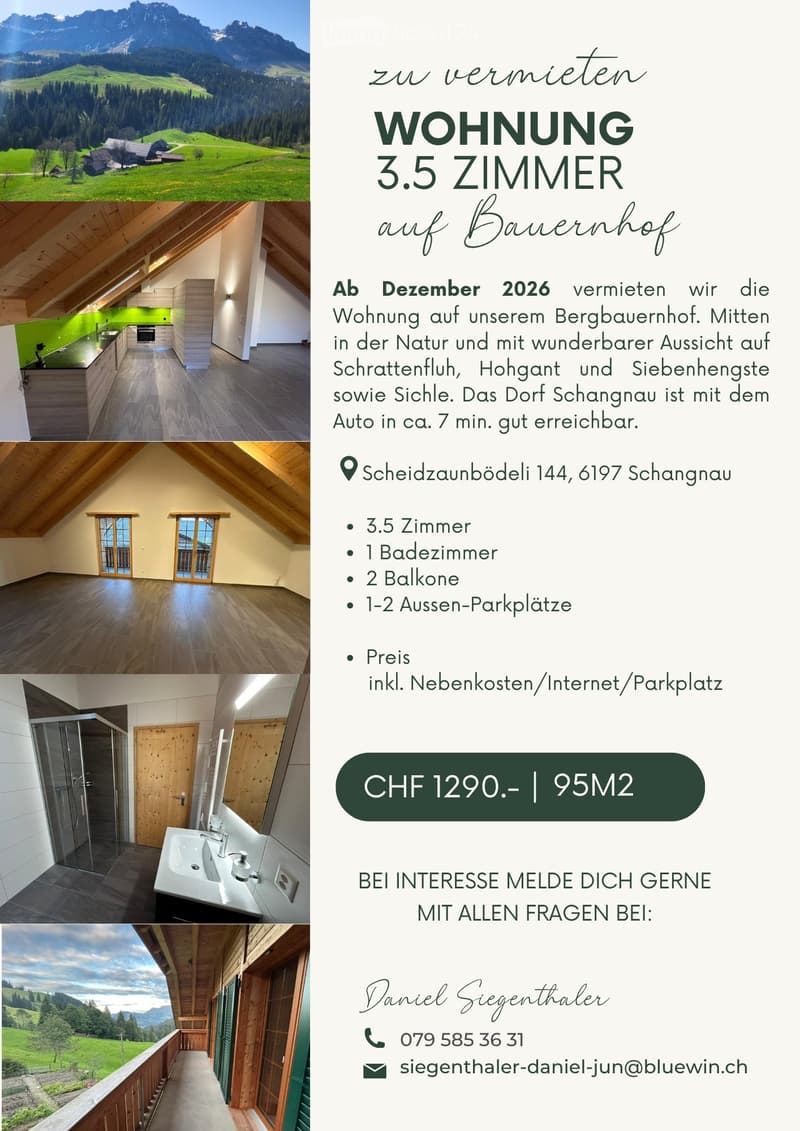 moderne 3.5 Zimmer Wohnung im Grünen, von Bergen umgeben (1)
