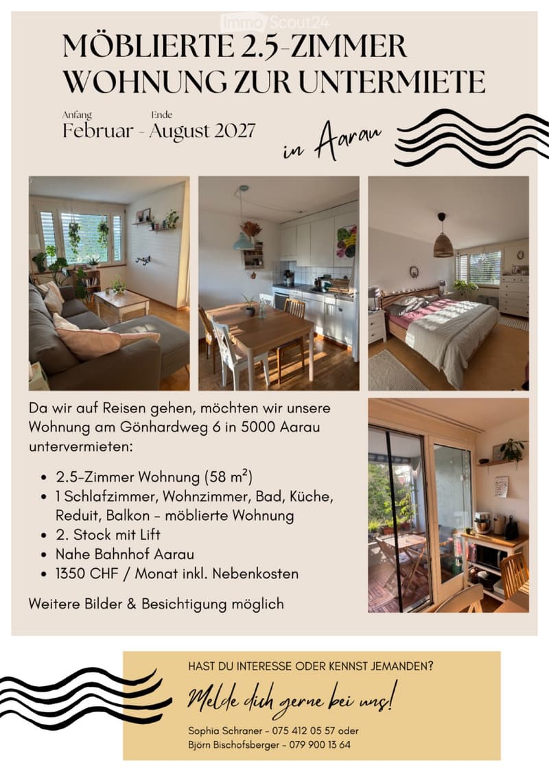 Möblierte 2.5-Zimmer Wohnung zur Untermiete (1)