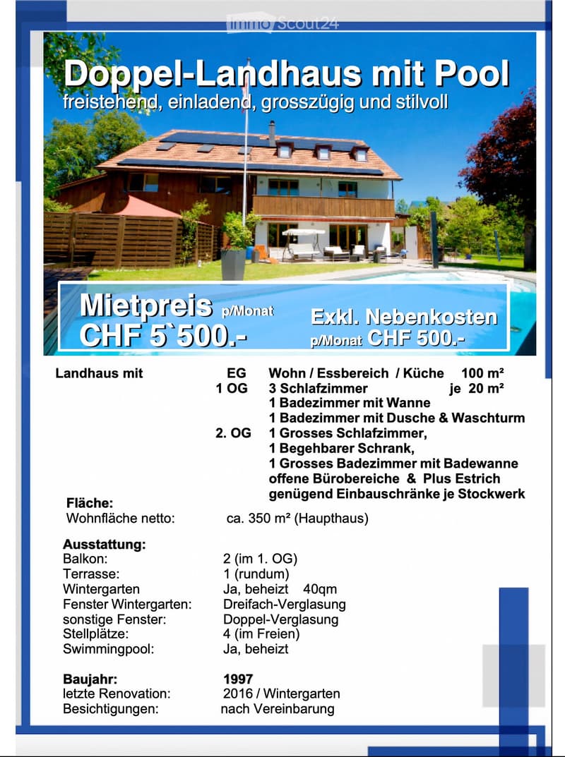 Haus zur Miete (Hausteil rechts 350qm Wohnfläche/Pool (1)