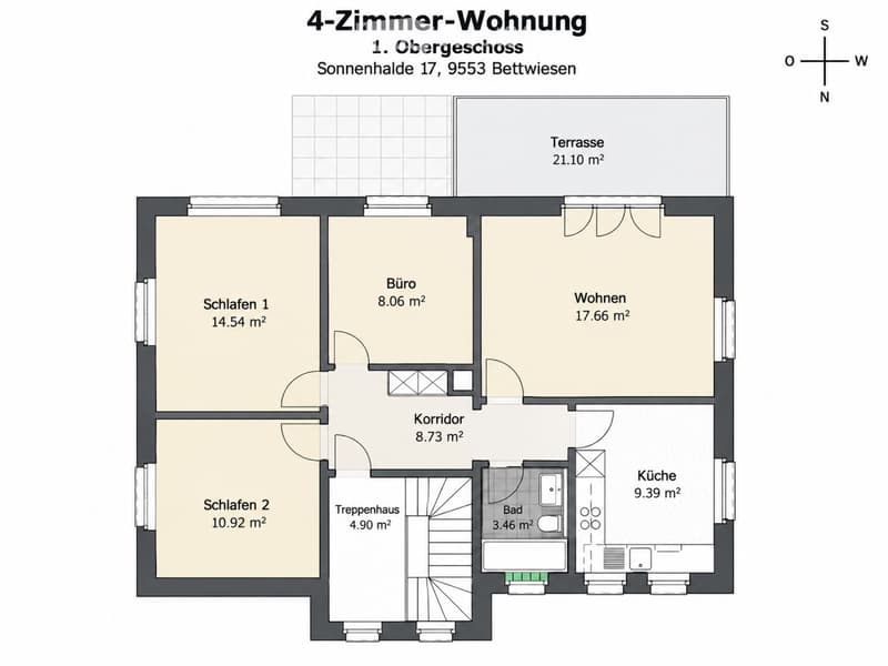 Helle 4-Zimmer-Wohnung mit Terrasse und Garten in Bettwiesen (5)