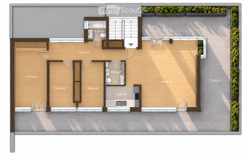 4.5-Zimmer-Attikawohnung 96 m² + 73 m² Terrasse (5)